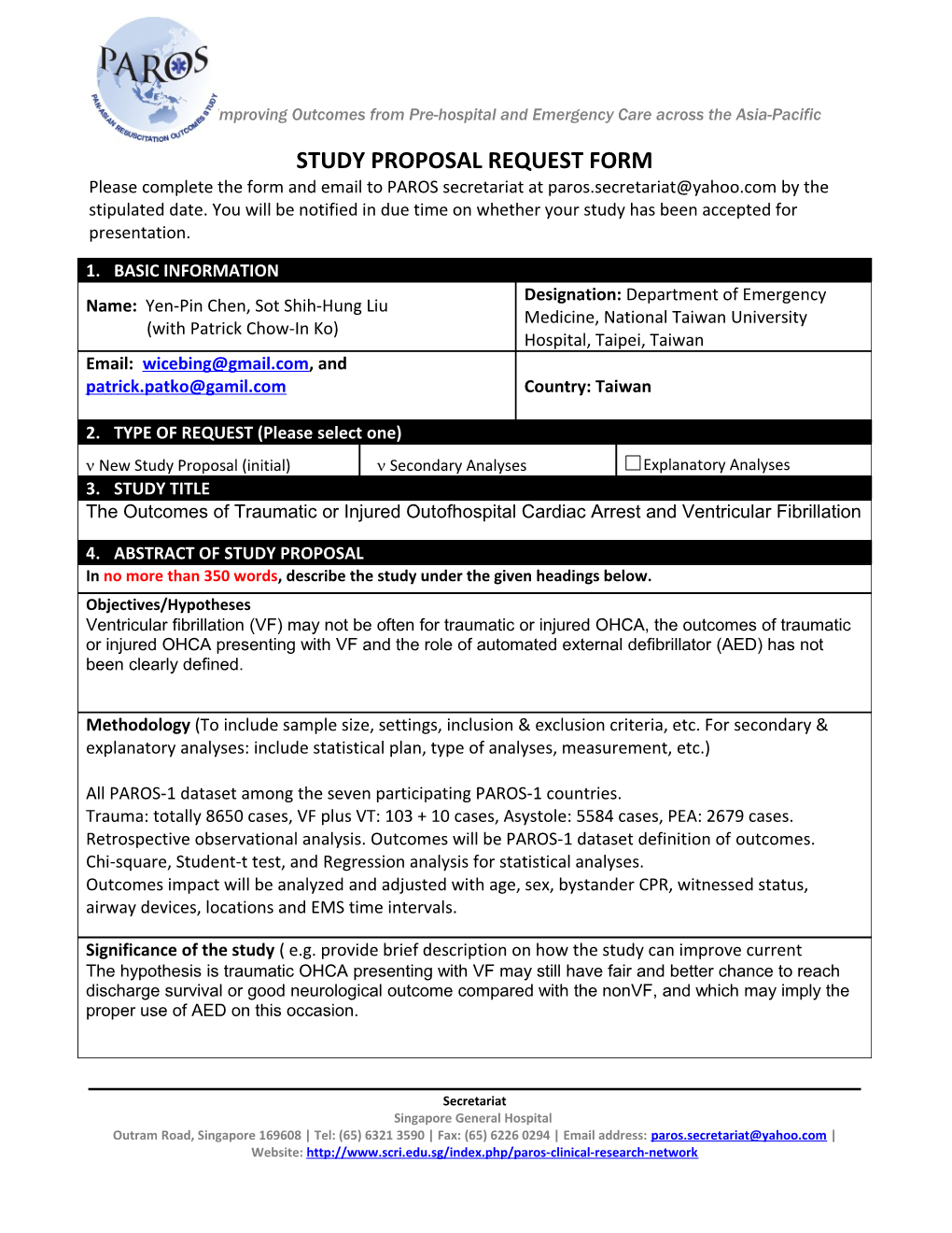 Study Proposal Request Form