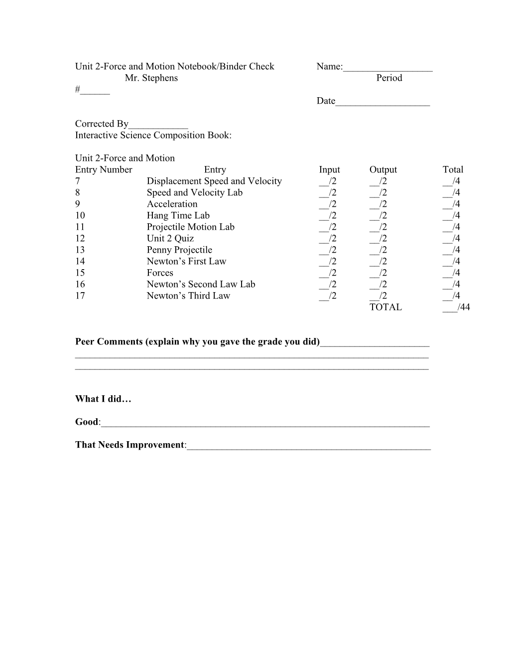 Interactive Science Composition Book s1