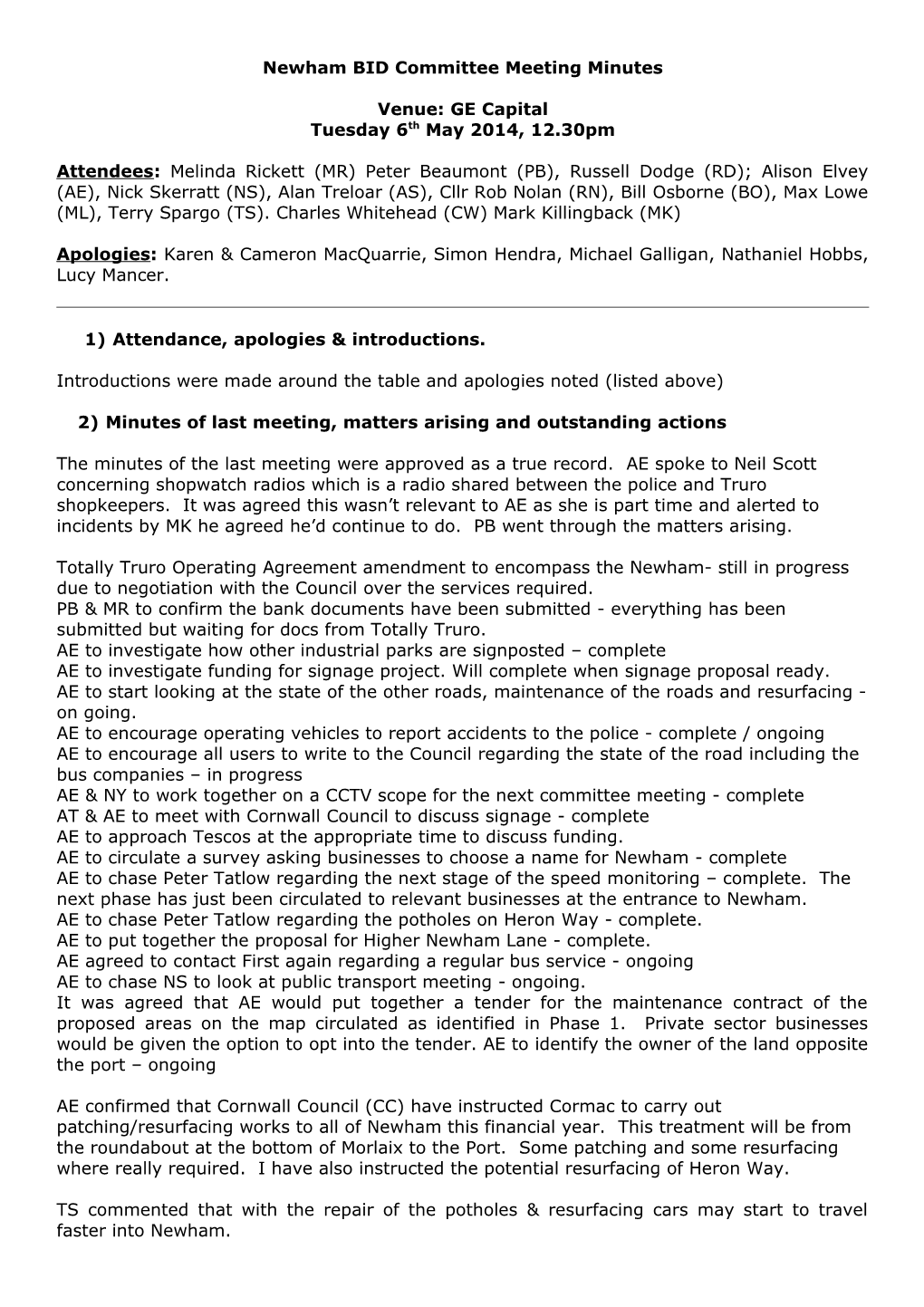 Newham BID Steering Group Meeting Minutes