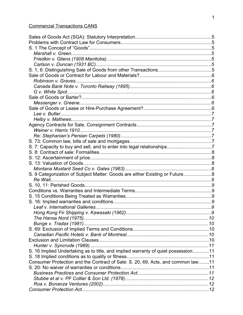 Sales of Goods Act (SGA): Statutory Interpretation 5