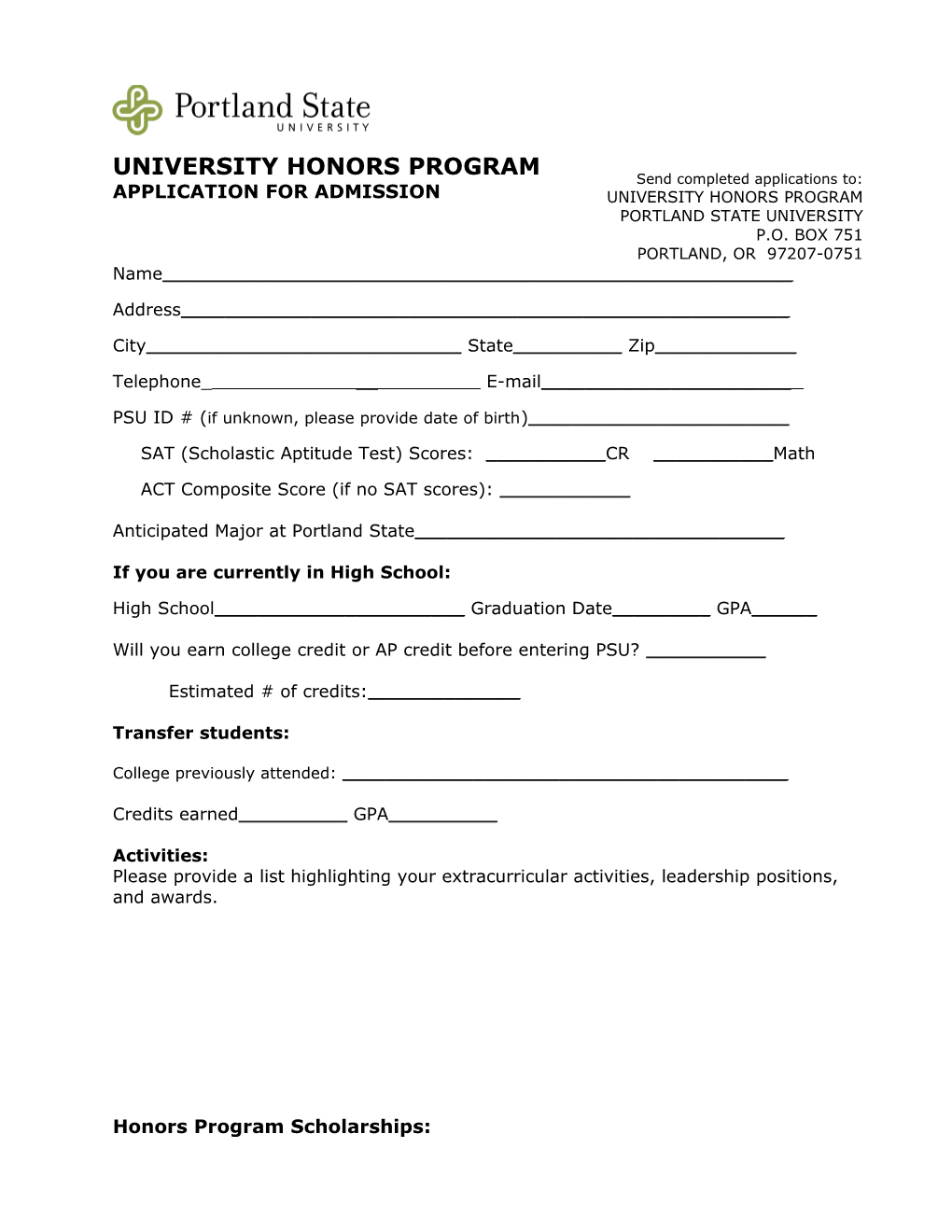 University Honors Program