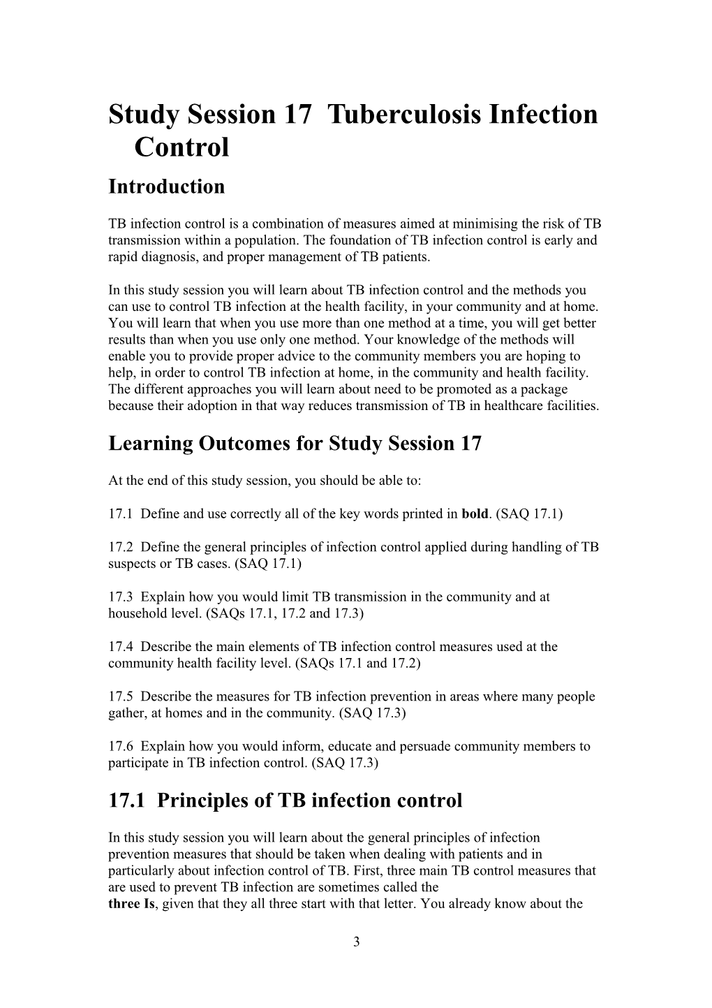17. Tuberculosis Infection Control