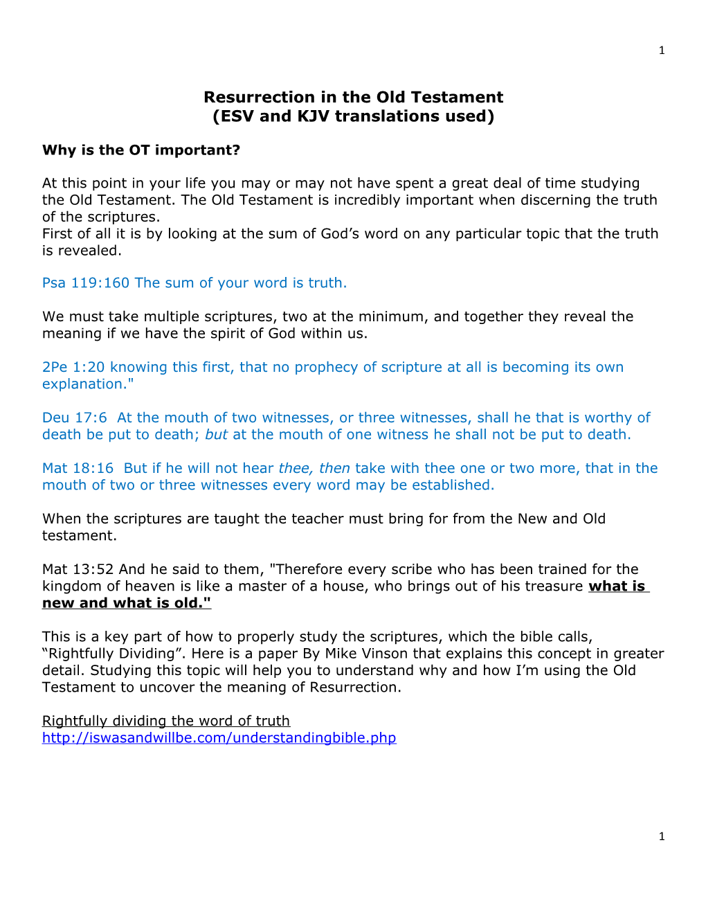 Resurrection in the Old Testament (ESV and KJV Translations Used)