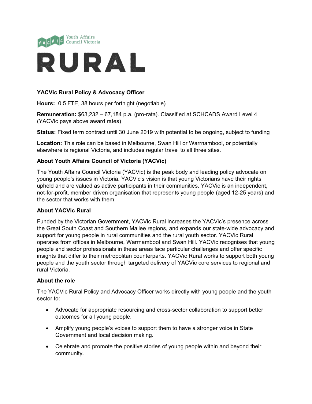 Yacvic Rural Policy & Advocacy Officer