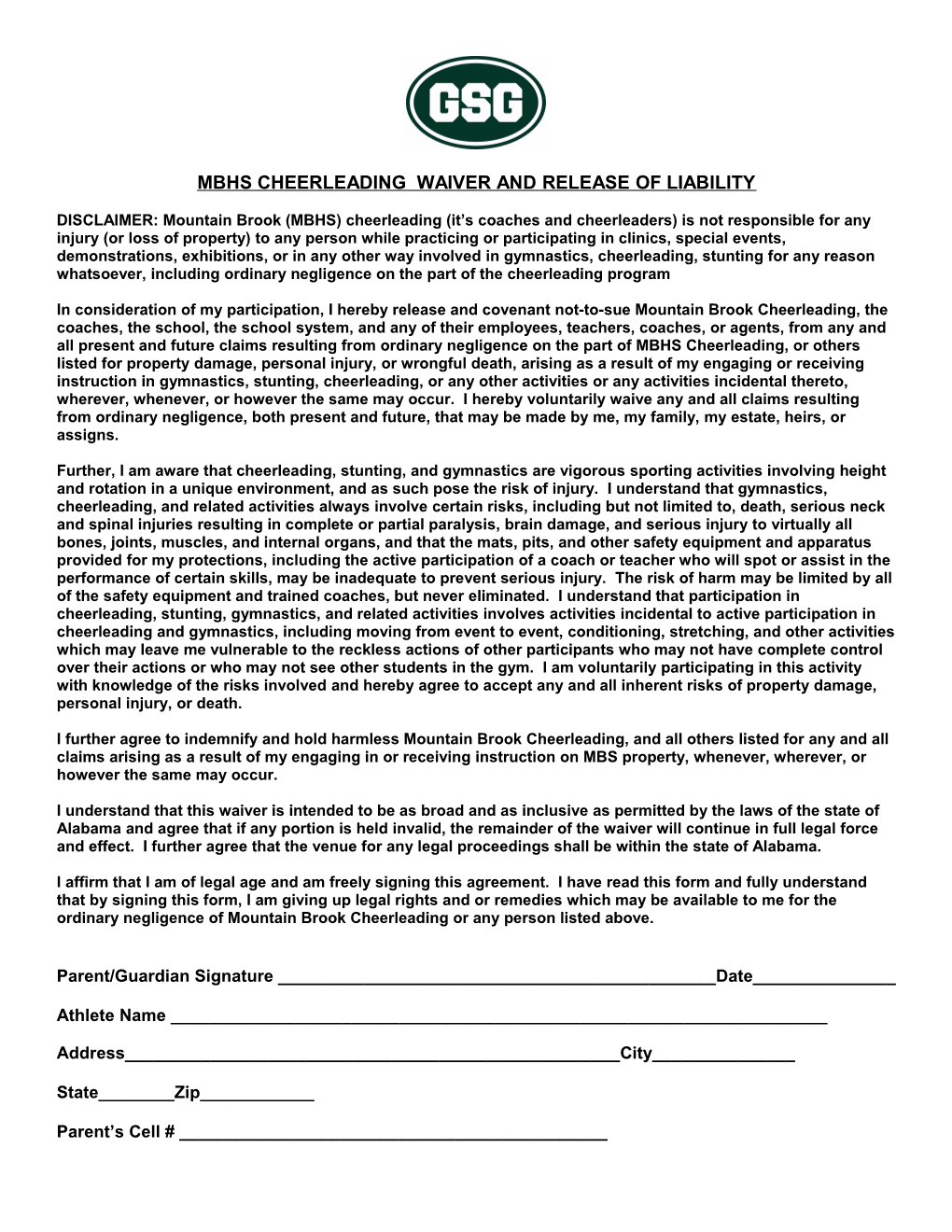 Waiver and Release of Liability s1