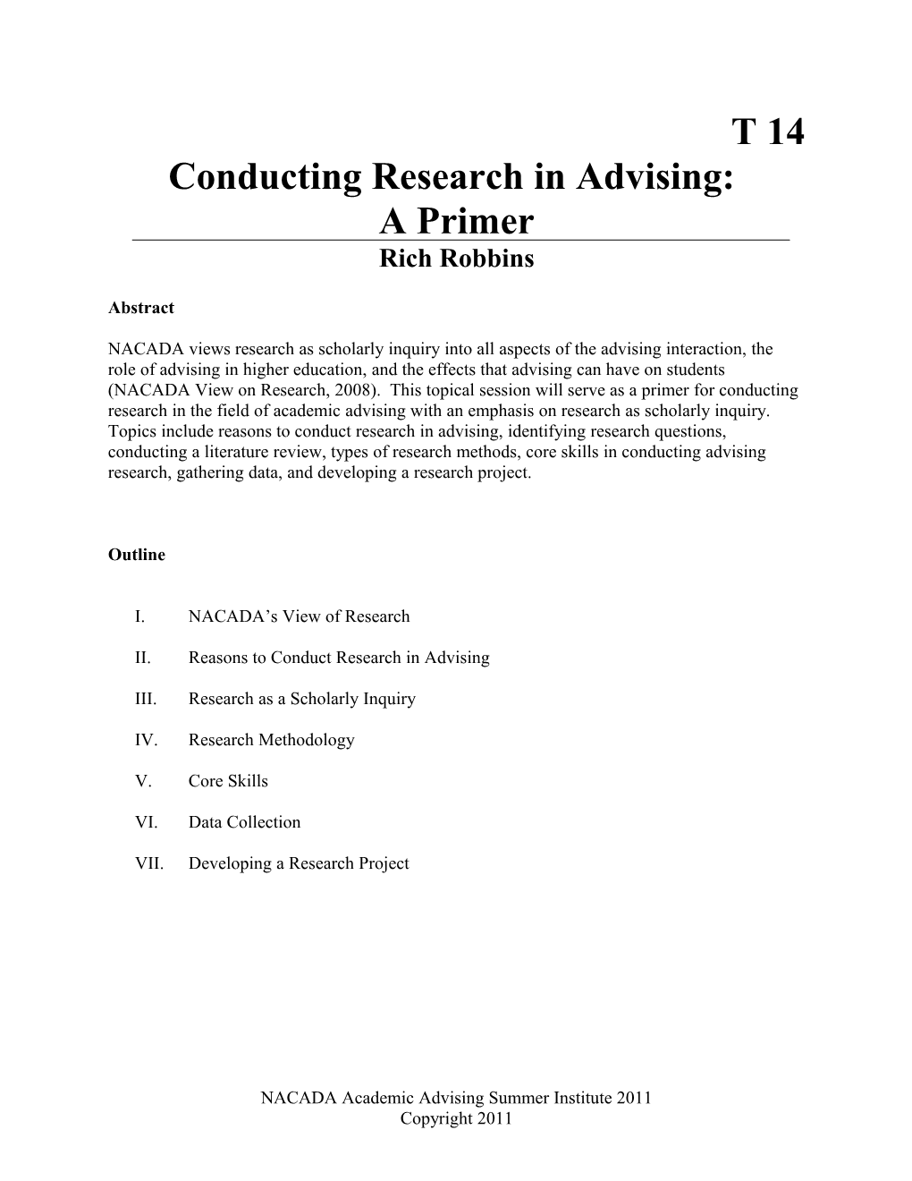 Conducting Adv Research