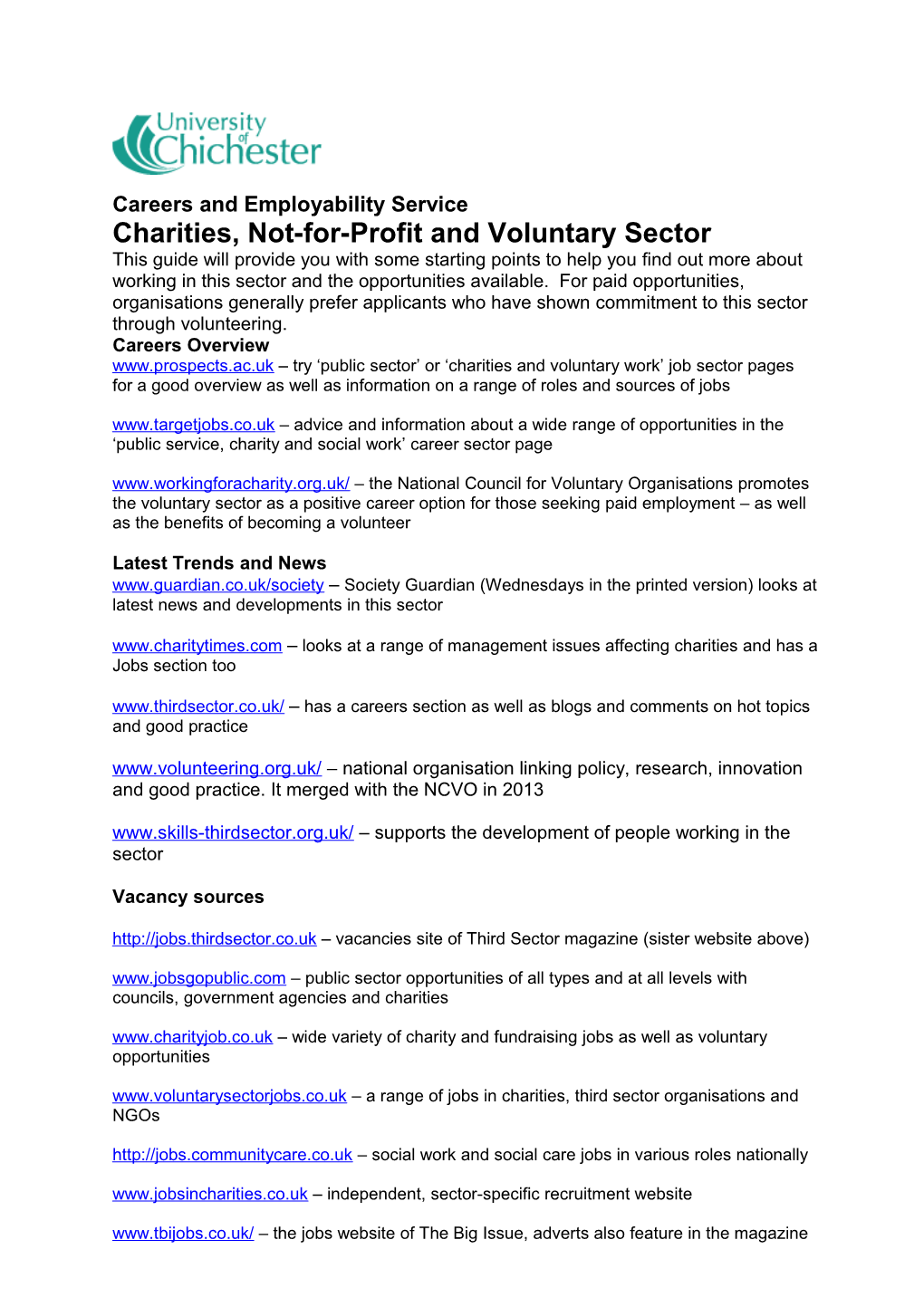 Charities, Not-For-Profit and Voluntary Sector