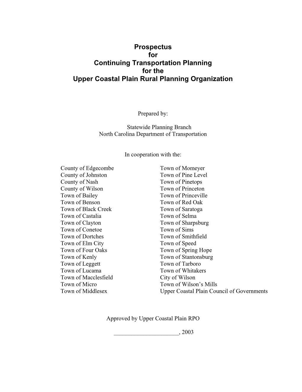Upper Coastal Plain Rural Planning Organization