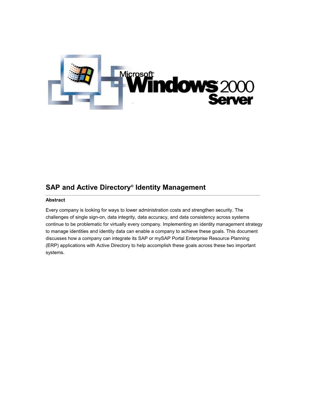 SAP and Active Directory Identity Management