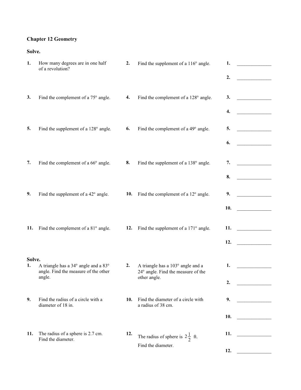 Chapter 12 Drill Sheets BCM, 8E, ABL