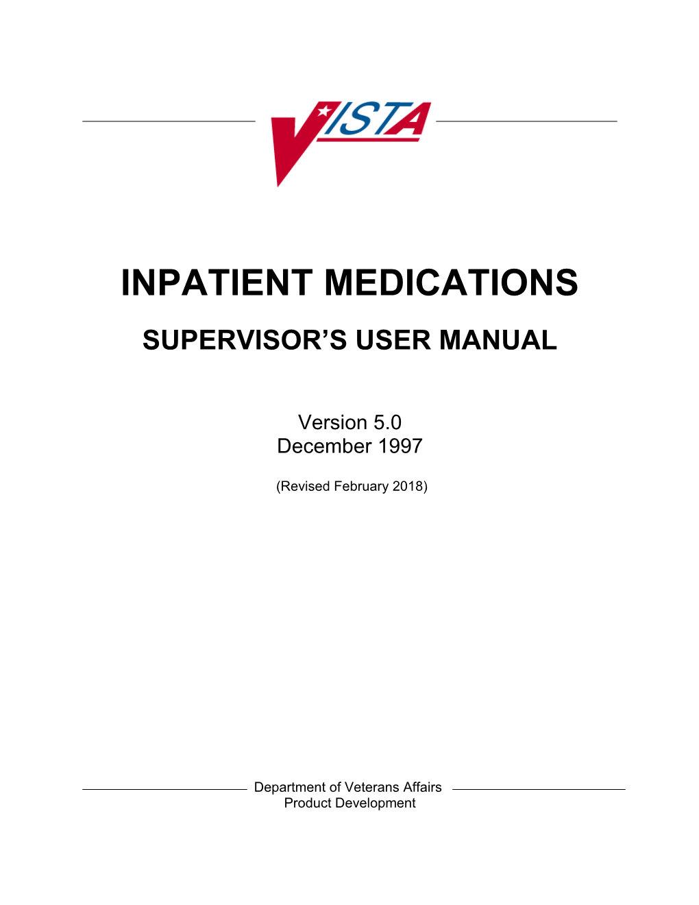 Inpatient Medications Supervisor's User Manual