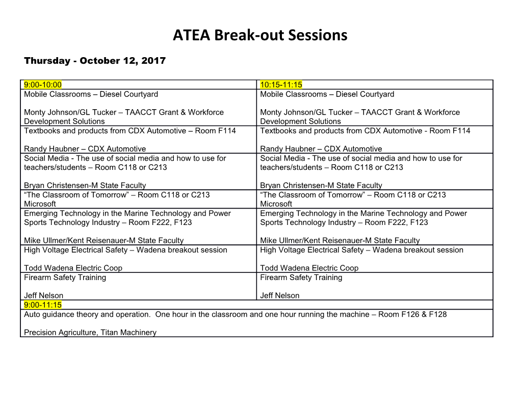 ATEA Break-Out Sessions