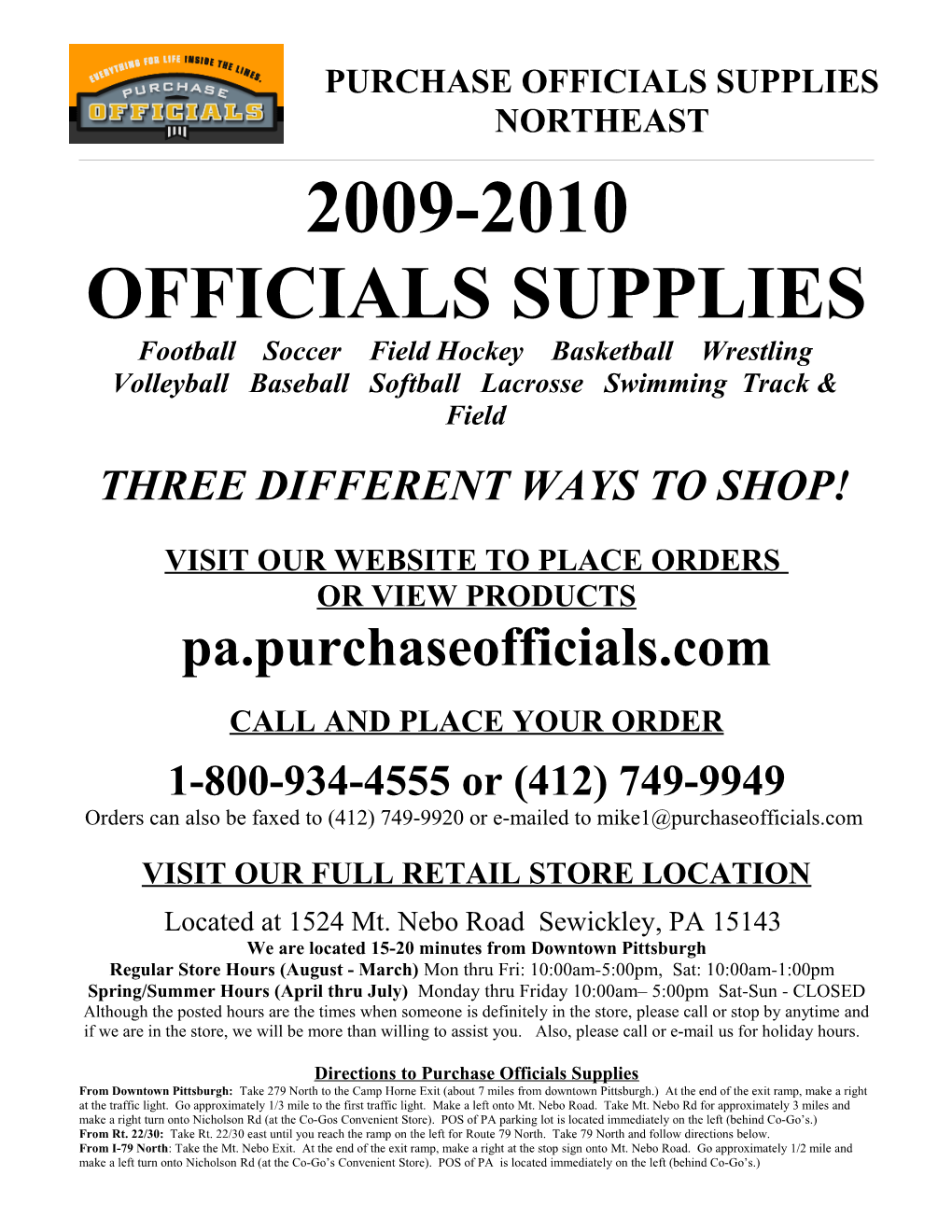 Purchase Officials Supplies of PA