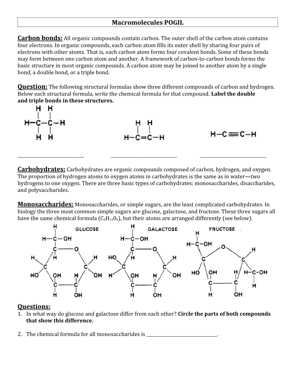 Macromolecules POGIL