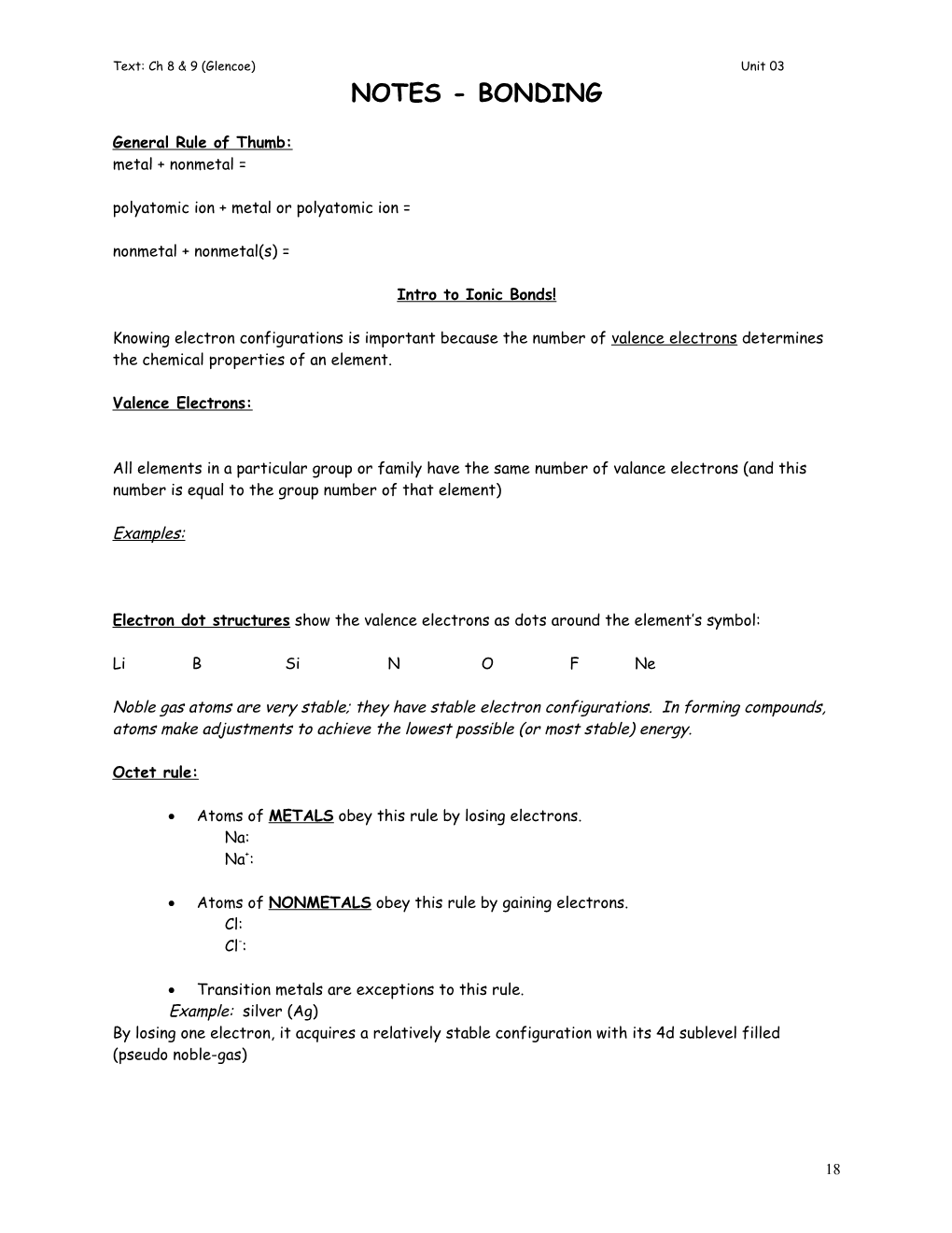 Intro to Ionic Bonds