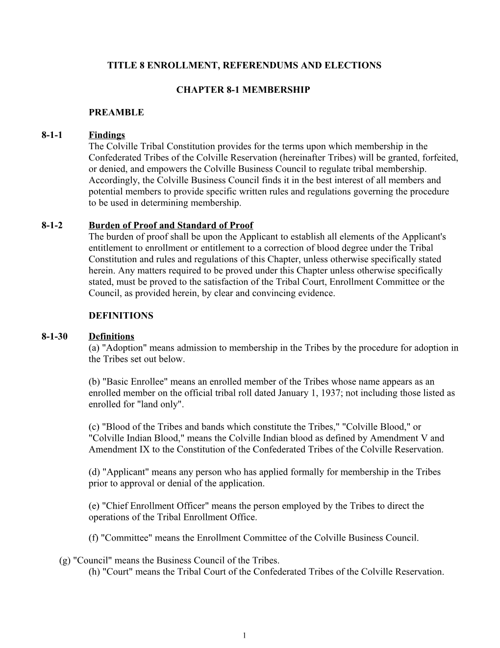 Title 8 Enrollment, Referendums and Elections