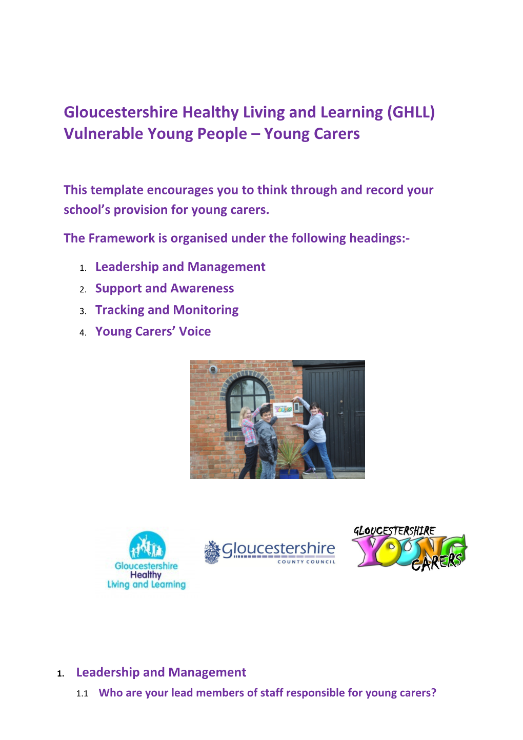 Gloucestershire Healthy Living and Learning (GHLL) Vulnerable Young People Young Carers