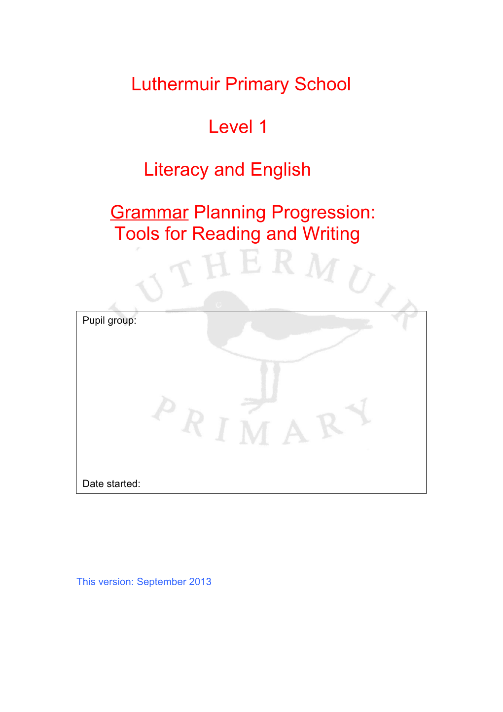 Literacy and English - Curriculum for Excellence Reading FIRST Level