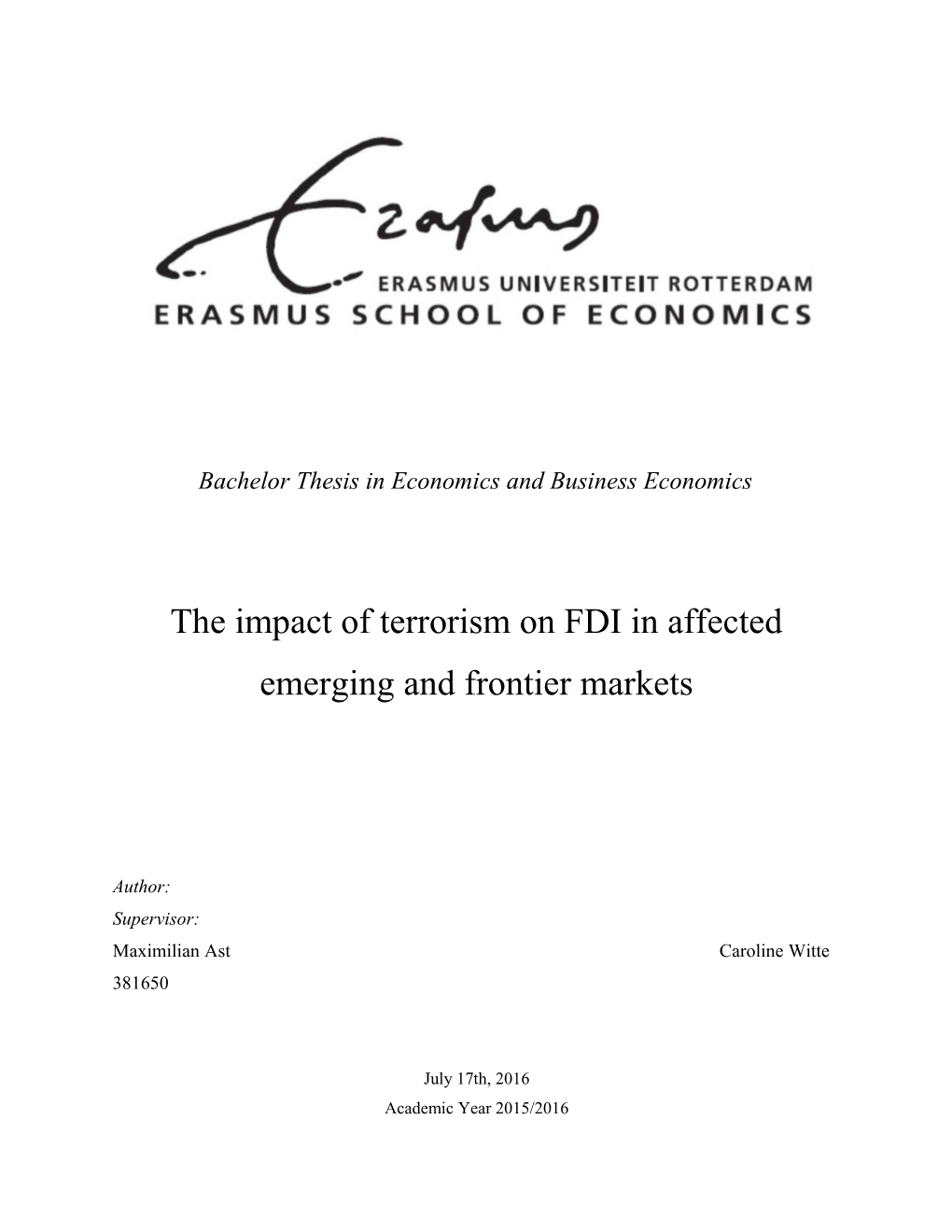 Bachelor Thesis in Economics and Business Economics