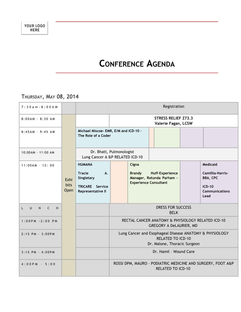 Conference Agenda with Track s2