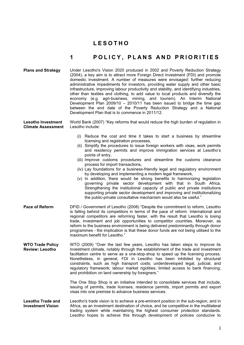 1 Policy, Plans and Priorities s1