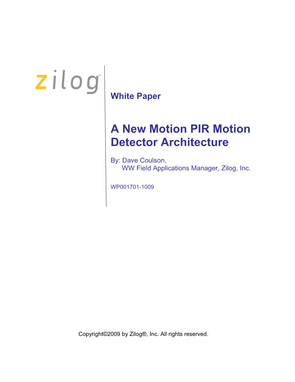 A New Motion PIR Motion Detector Architecture