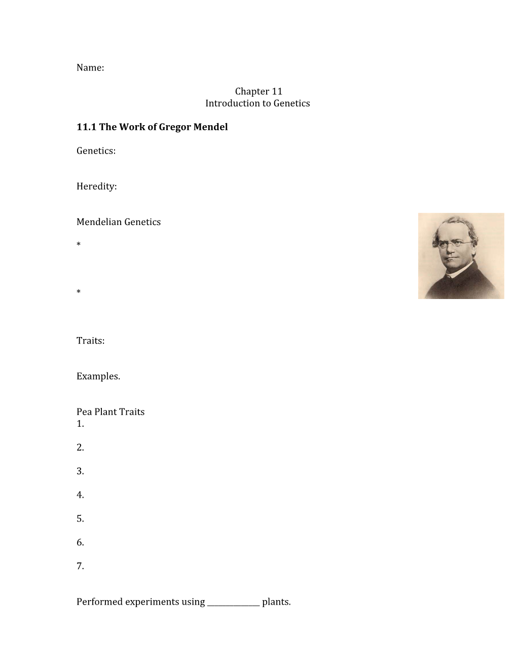 11.1 the Work of Gregor Mendel
