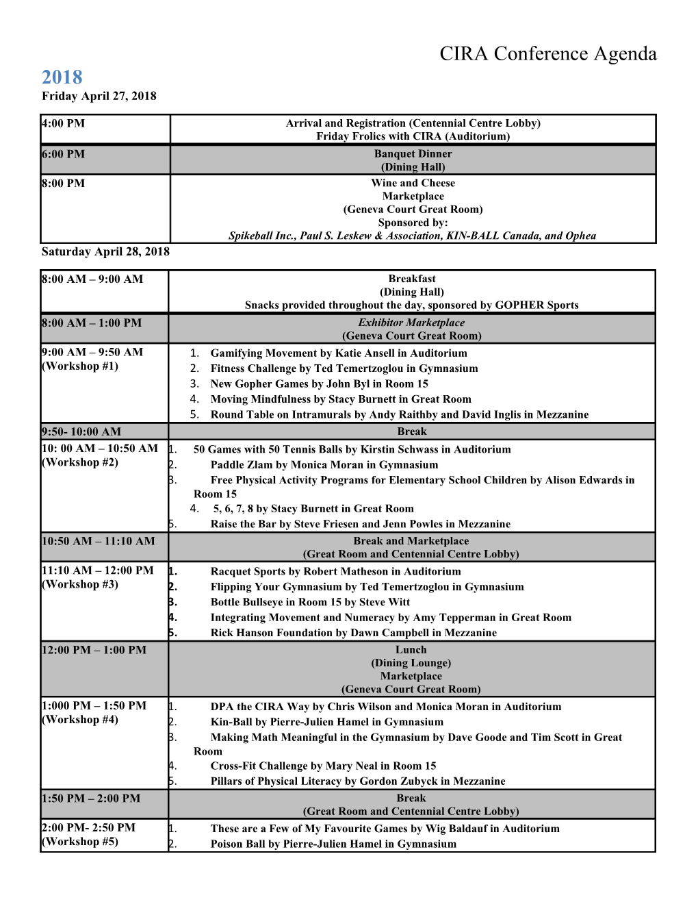 CIRA Conference Agenda