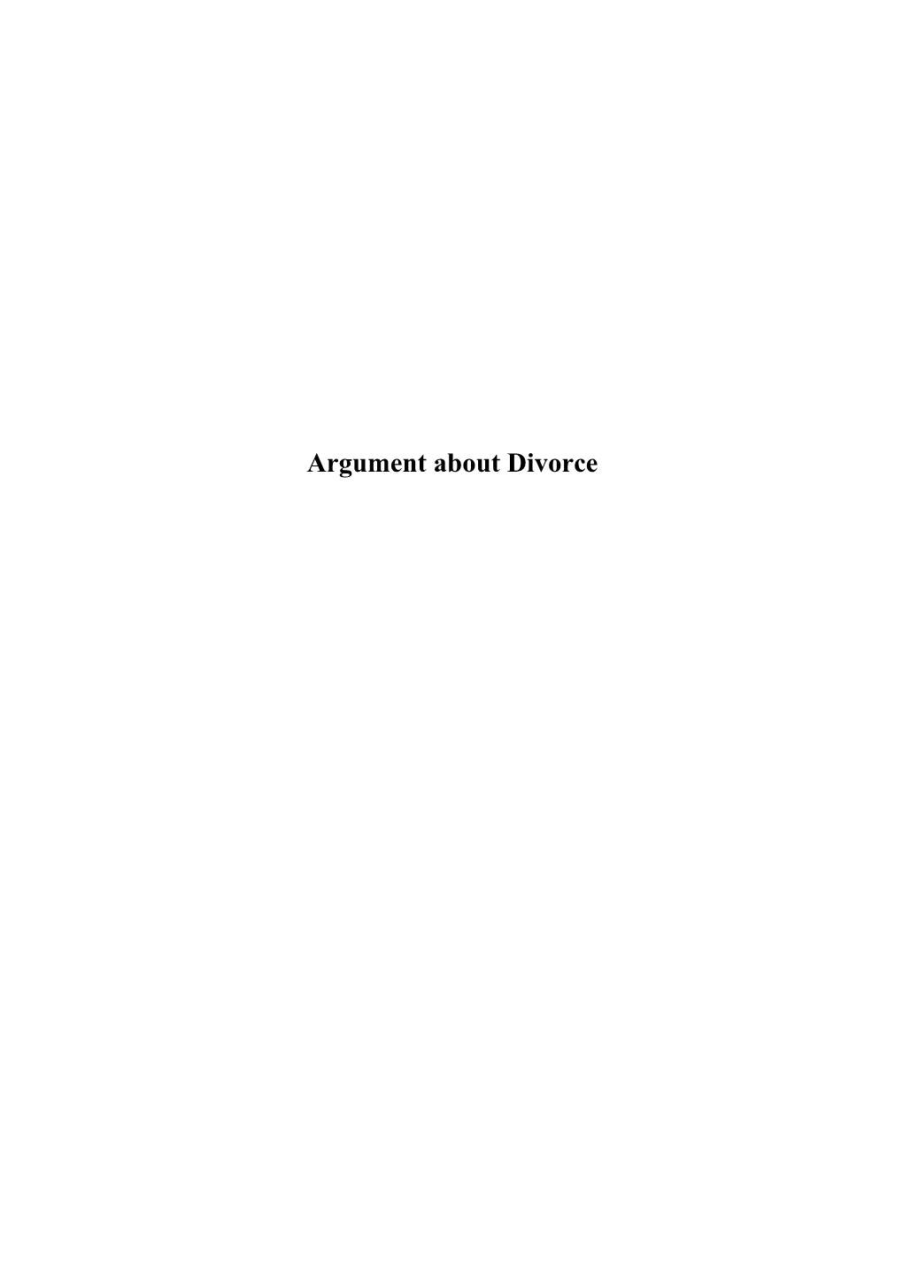 Argument About Divorce