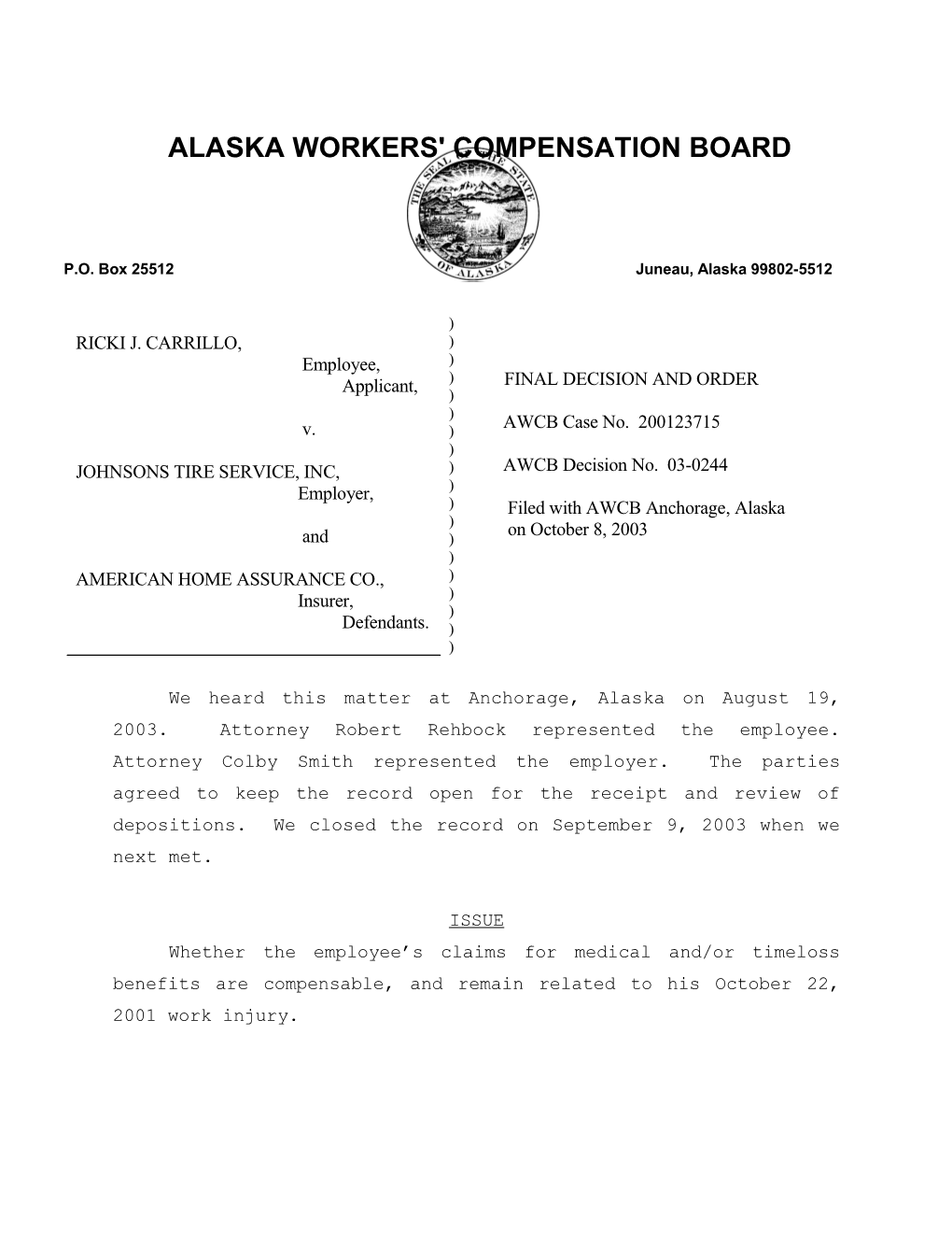 Alaska Workers' Compensation Board s10