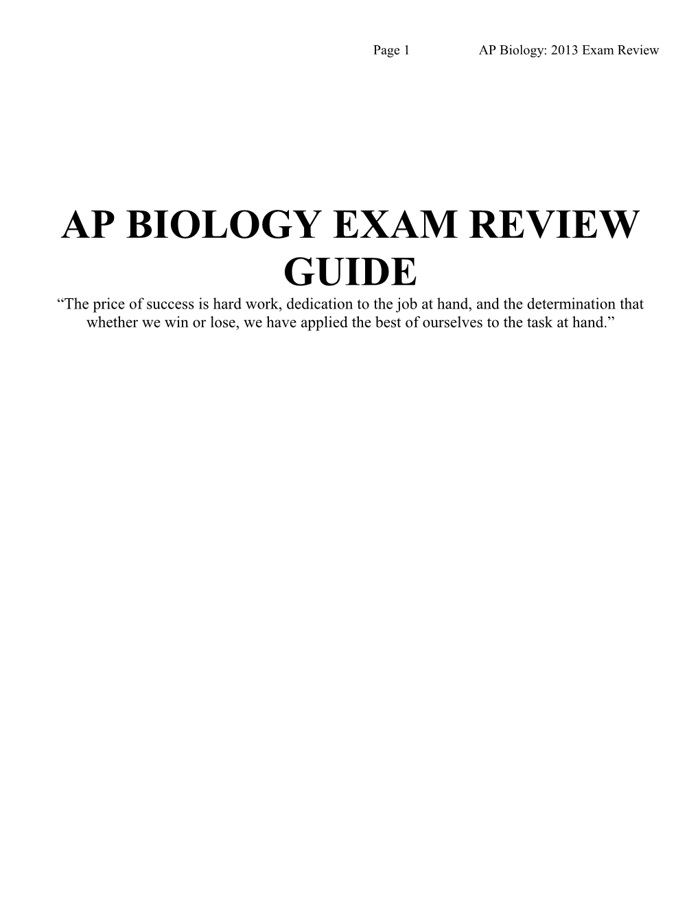 Ap Biology Exam Review Guide