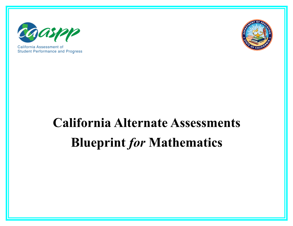 CAA Blueprints For Mathematics - CAASPP (CA Dept Of Education)