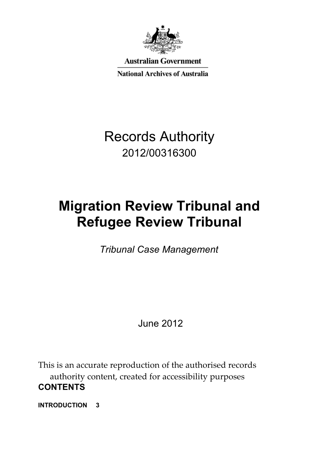 Migration Review Tribunal and Refugee Review Tribunal 2012/00316300