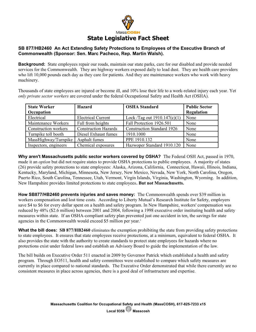 State Legislative Fact Sheet