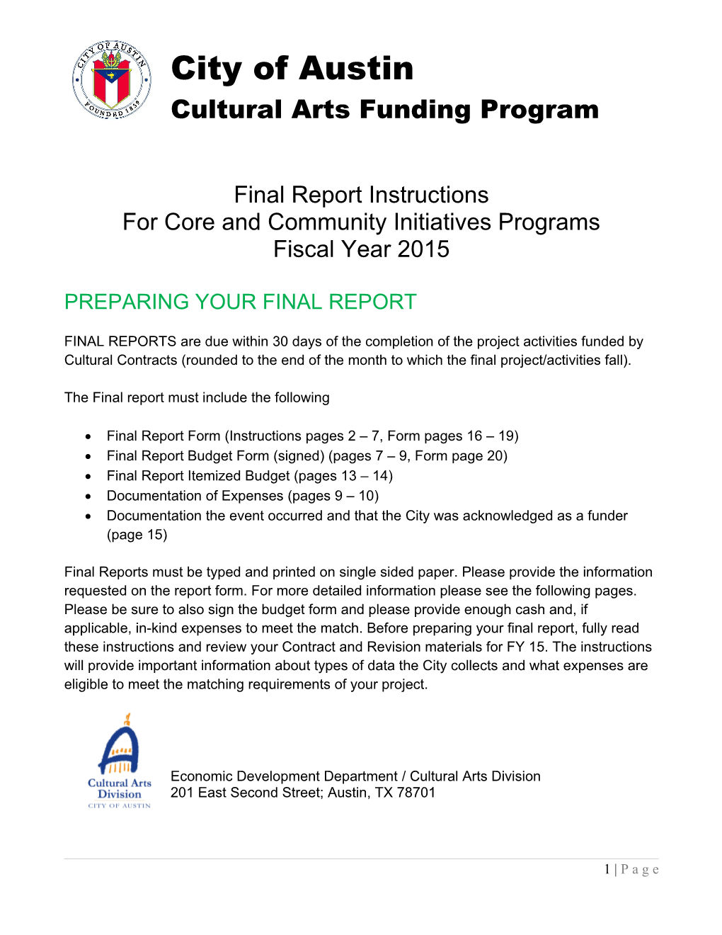 Cultural Arts Funding Program s1