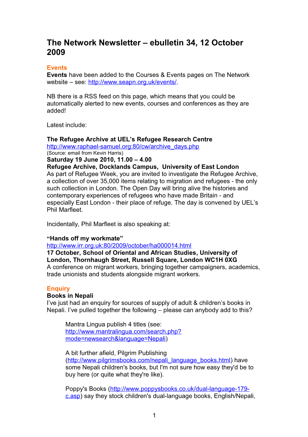 The Network Newsletter Ebulletin 1, 14 April 2008 s5