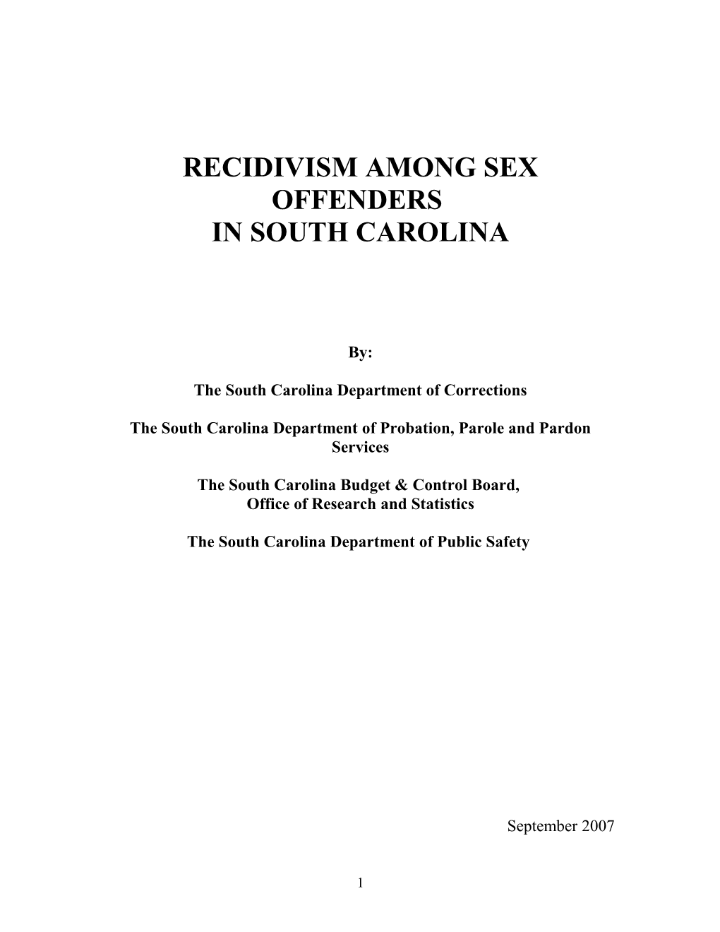 Recidivism Among Sex Offenders in South Carolina