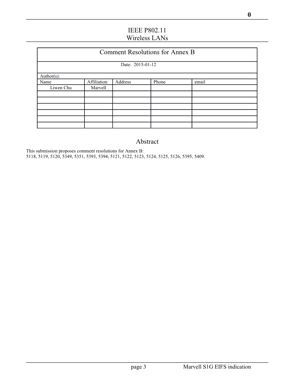 This Submission Proposescomment Resolutions for Annex B