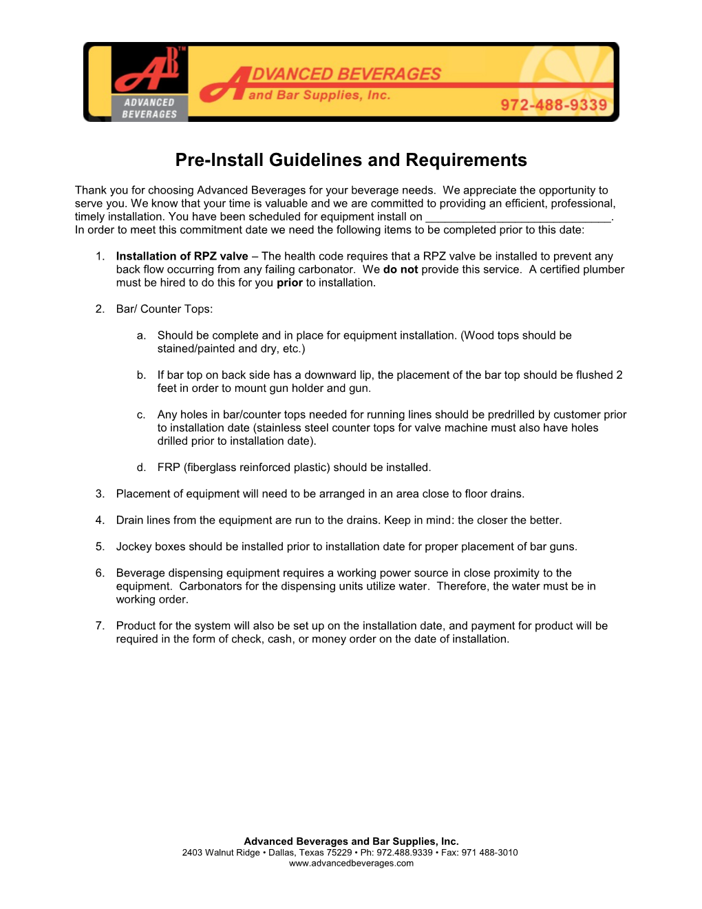 Preinstall Guidelines and Requirements