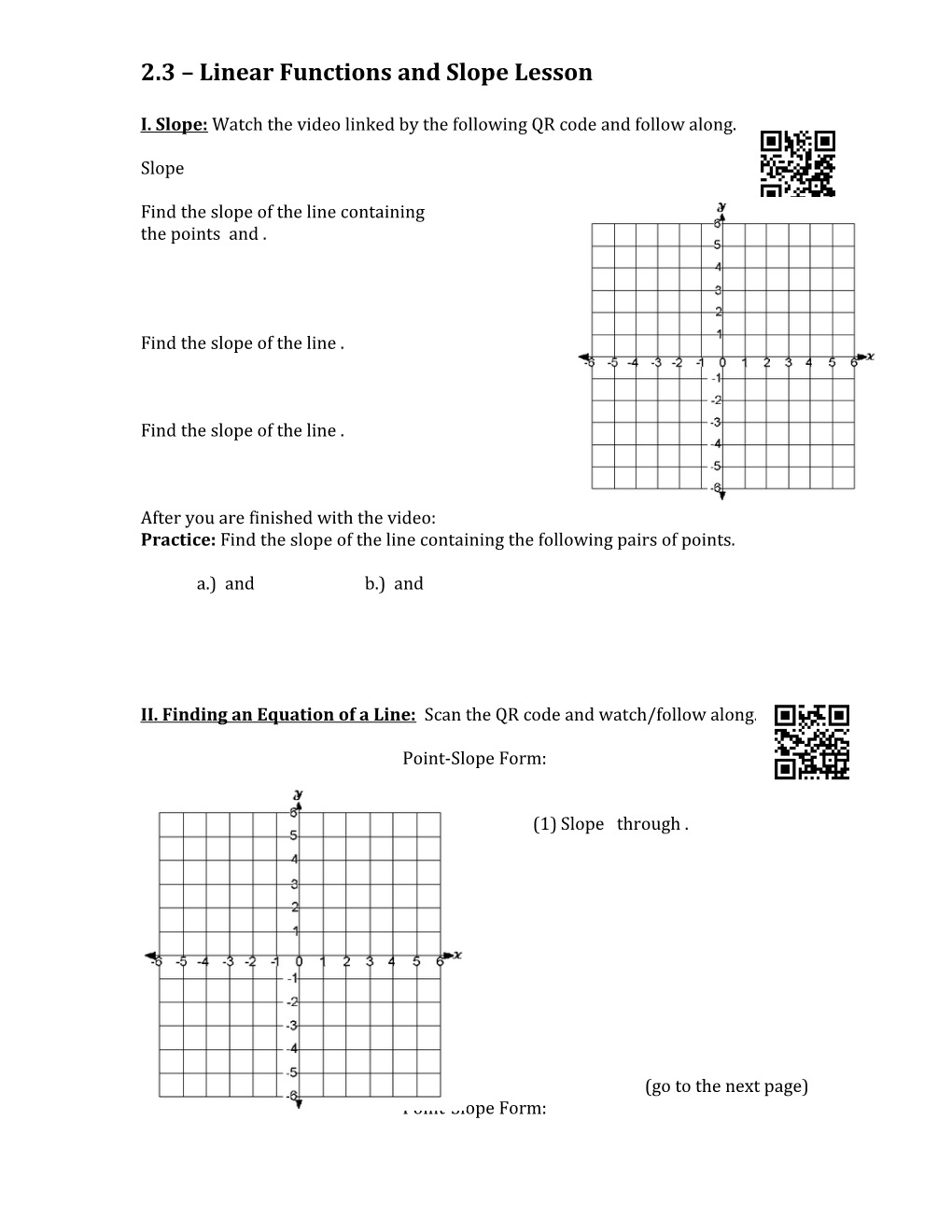 2.3 Linear Functions and Slope Lesson