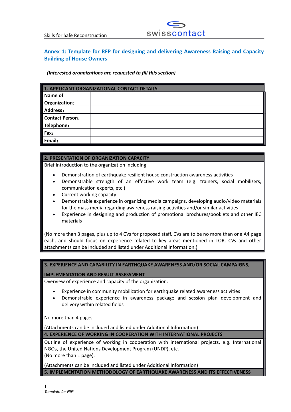 Standard Format and Guidelines for EOI
