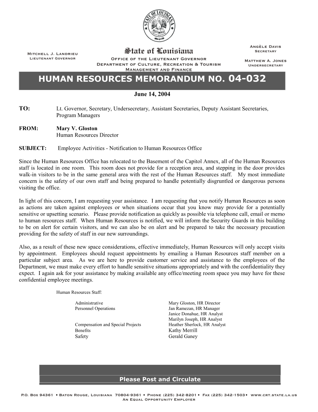 Human Resources Memorandum No s2