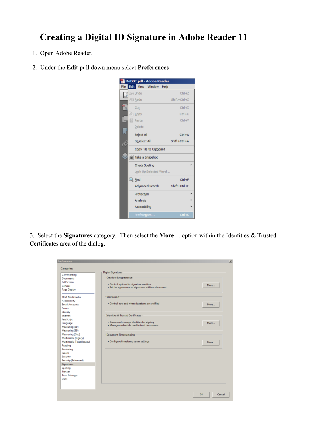 Step 2 Creating a Digital ID Signature for Adobe Reader 10