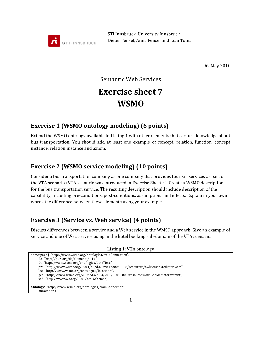 Semantic Web Services Exercise Sheet 7