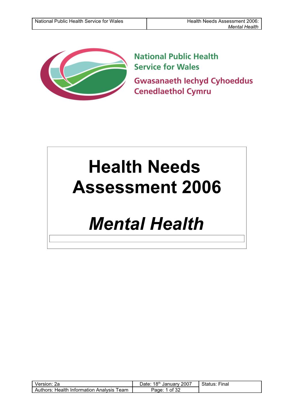 Copyright 2007 National Public Health Service for Wales