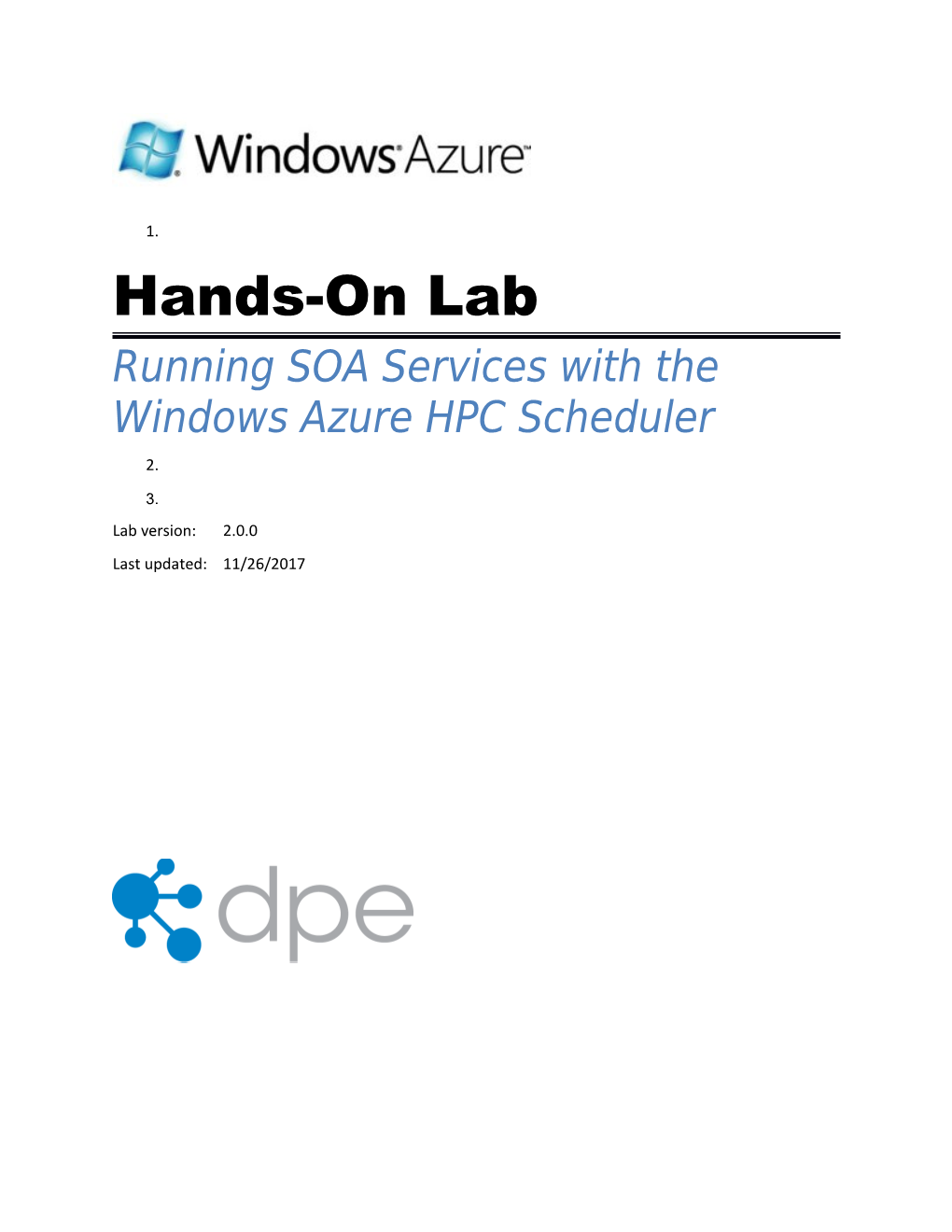 Running SOA Services With The Windows Azure HPC Scheduler