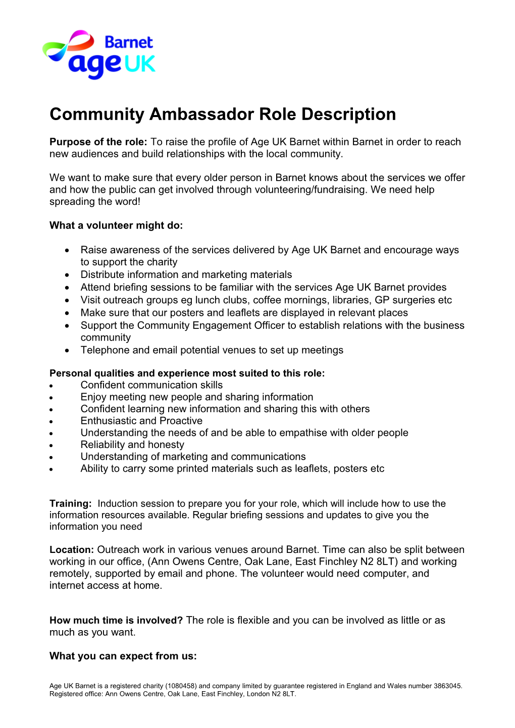 Community Ambassadorrole Description