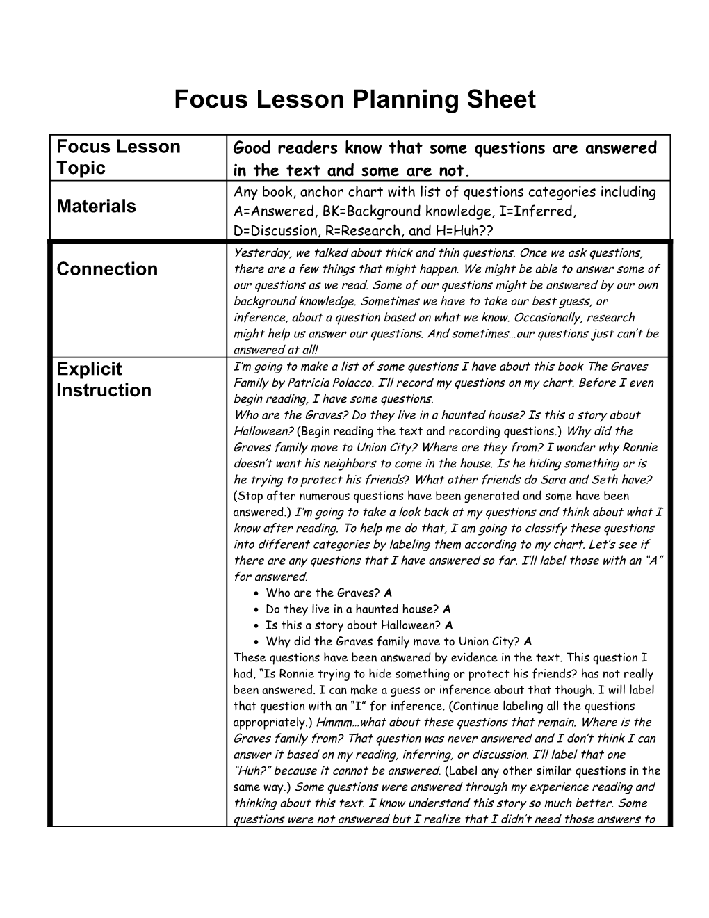 Focus Lesson Planning Sheet s7
