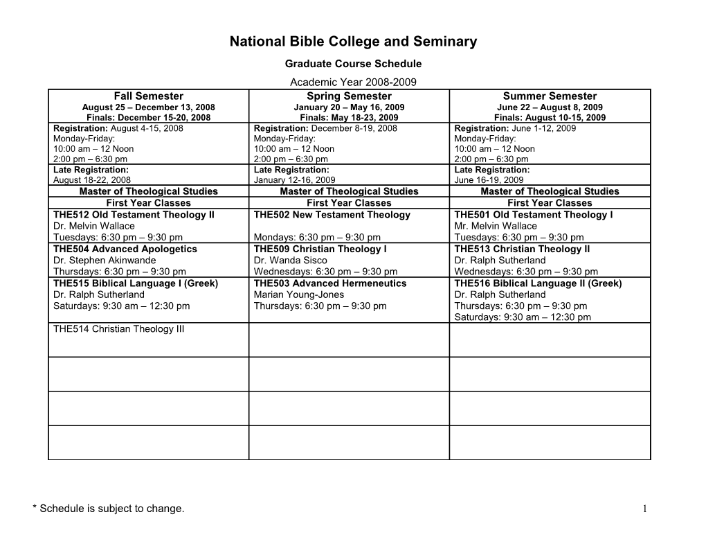 National Bible College and Seminary