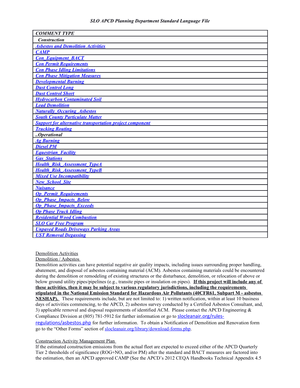 Asbestos and Demolition Activities